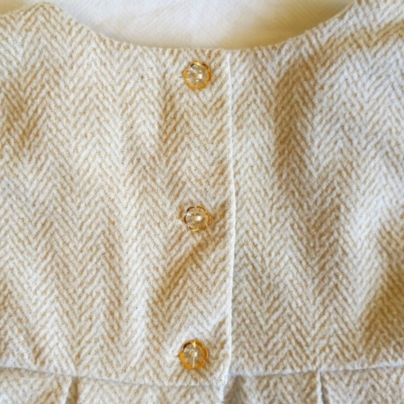 tahari beige gold tweed fit & flare lined dress with lace trim 2T toddler girls - Picture 8 of 10